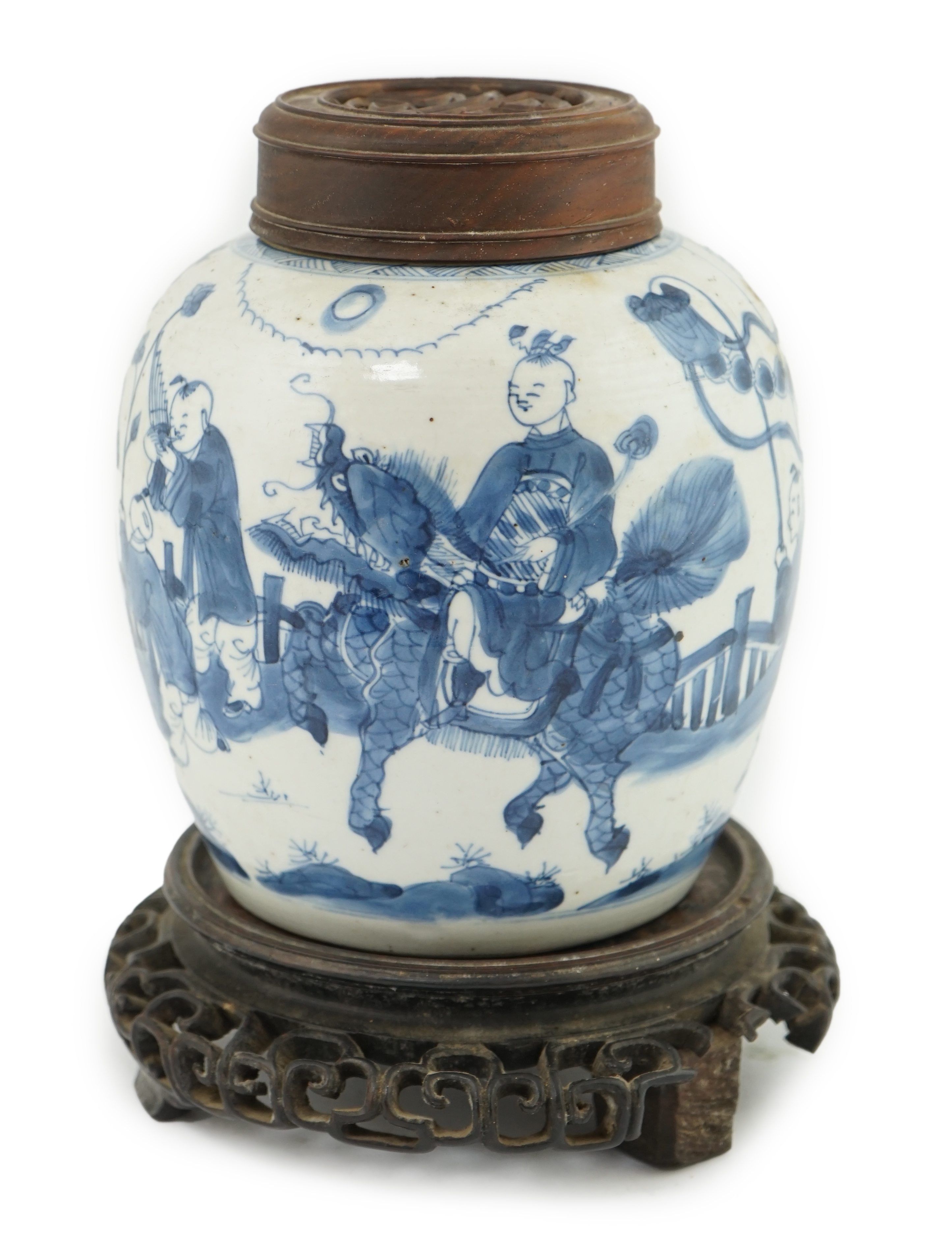 A Chinese blue and white ovoid ‘boys’ jar, Kangxi period